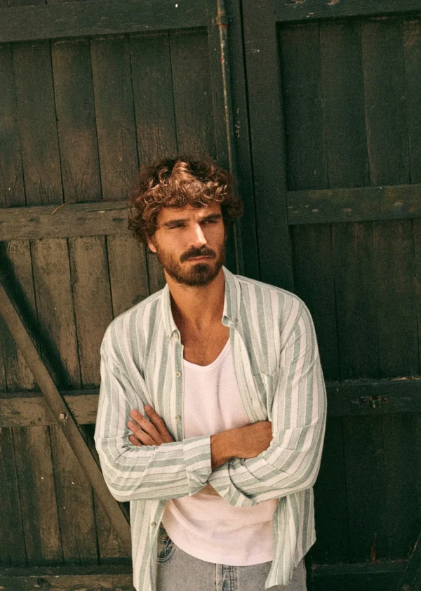 Sezane Hemd Charlie Baumwolle Leinen