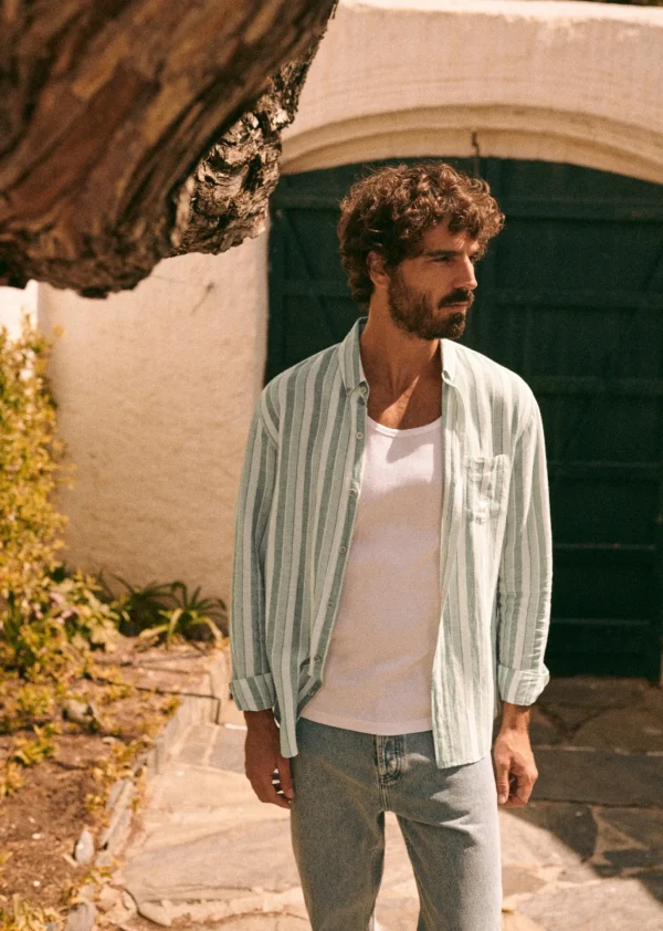 Sezane Hemd Charlie Baumwolle Leinen