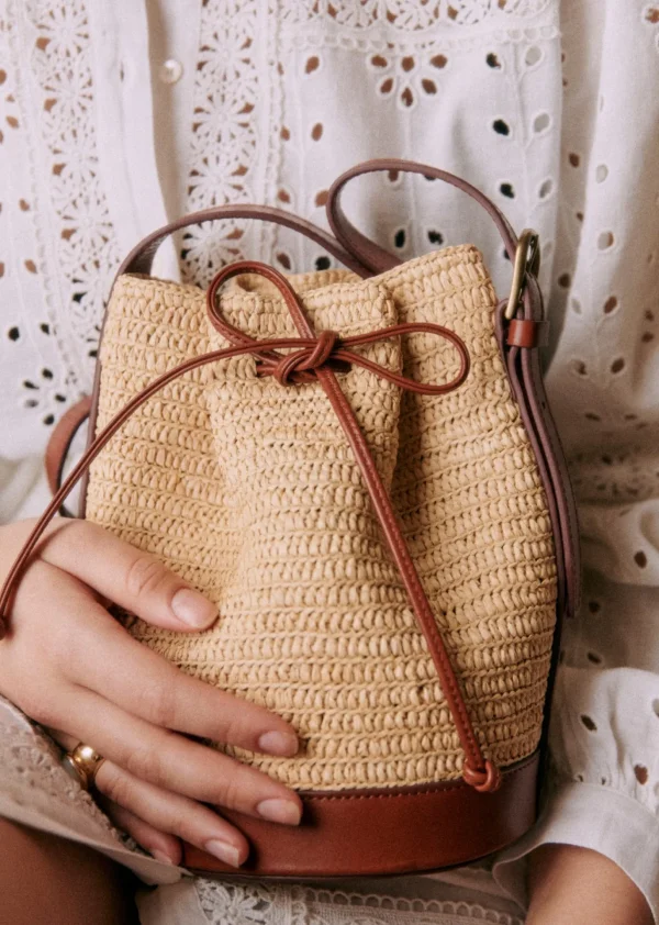 Sezane Mini Bucket Bag Farrow Raphia