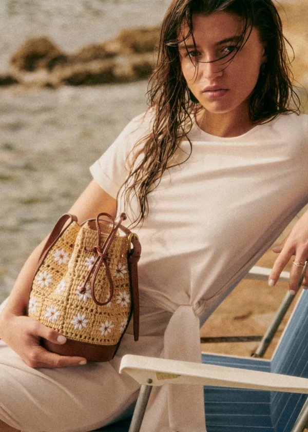 Sezane Mini Bucket Bag Farrow Raphia