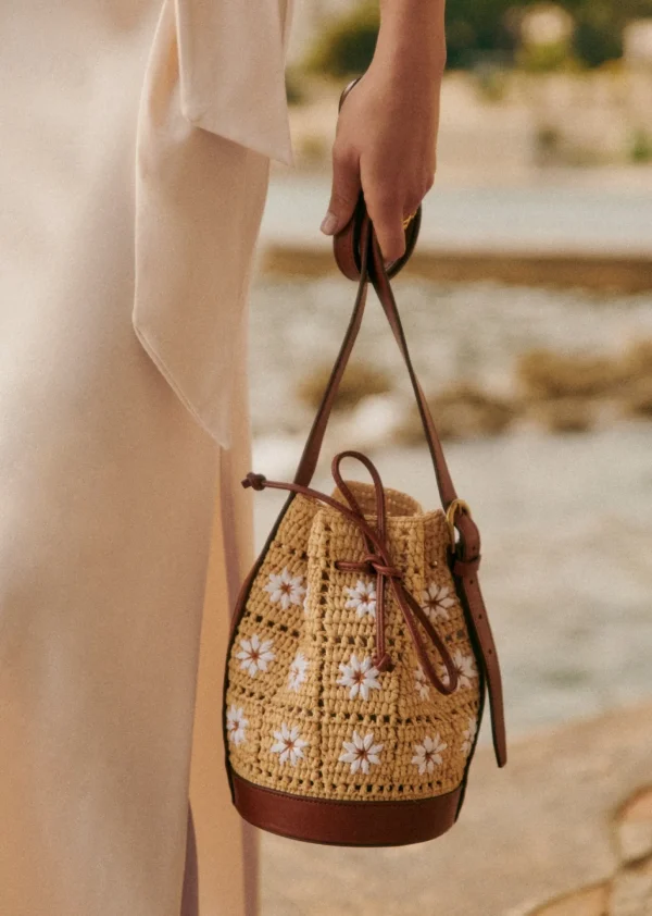 Sezane Mini Bucket Bag Farrow Raphia