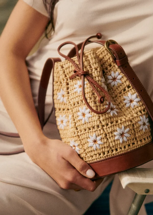 Sezane Mini Bucket Bag Farrow Raphia
