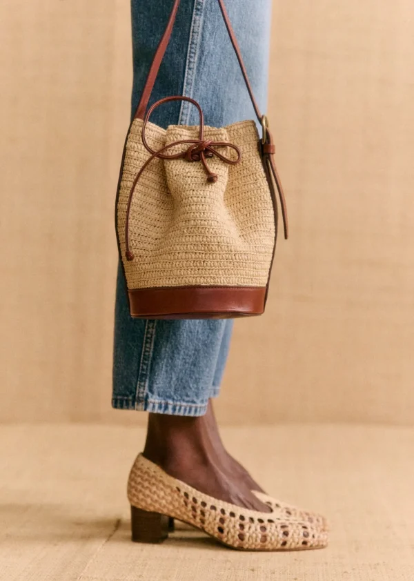 Sezane Mini Bucket Bag Farrow Raphia