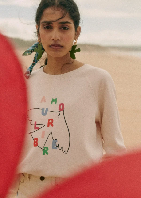 Sezane Sweatshirt Amour Libre Oiseau - Sézane X Pangea